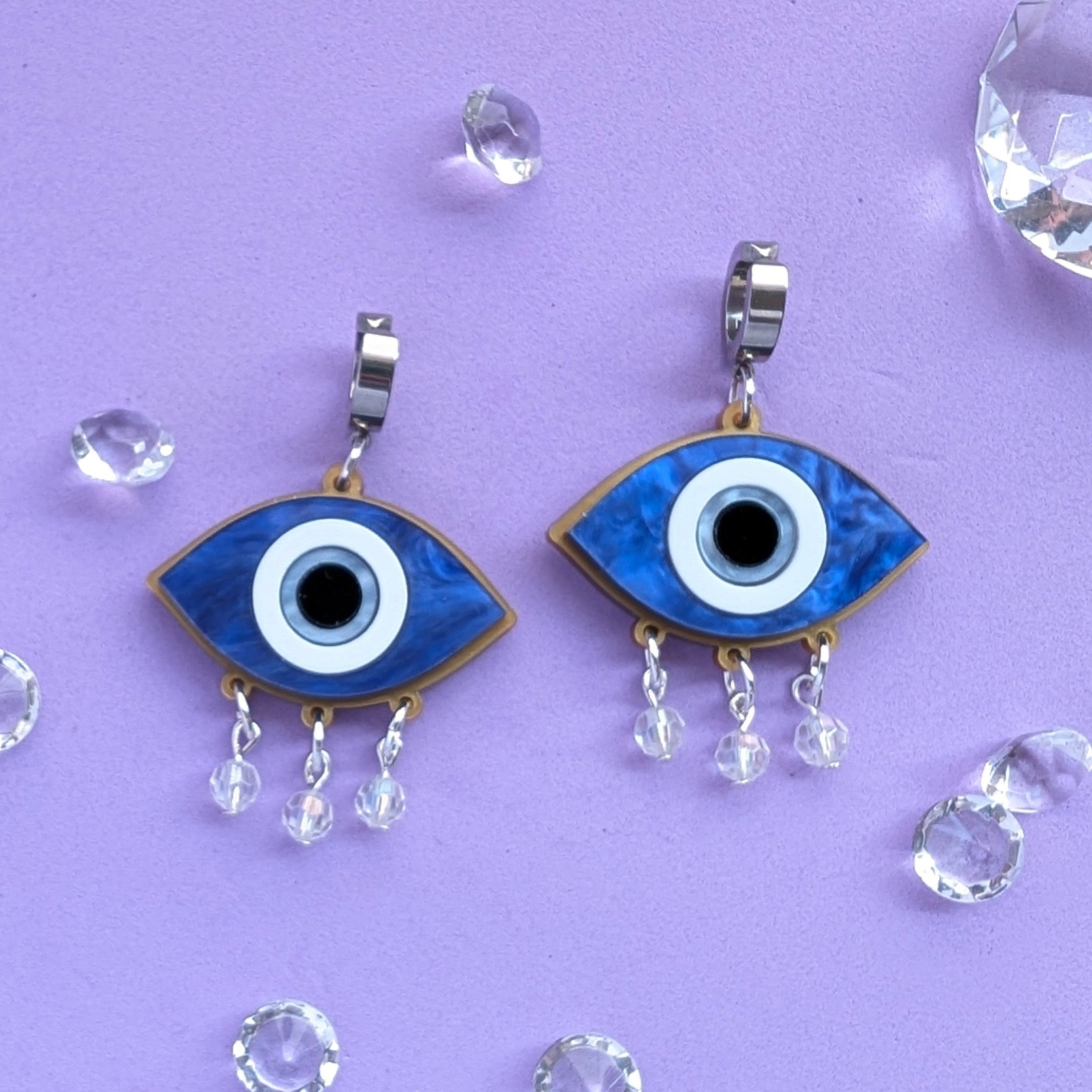 Evil Eye Huggie Earrings