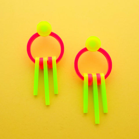 Neon Pink & Green Earrings