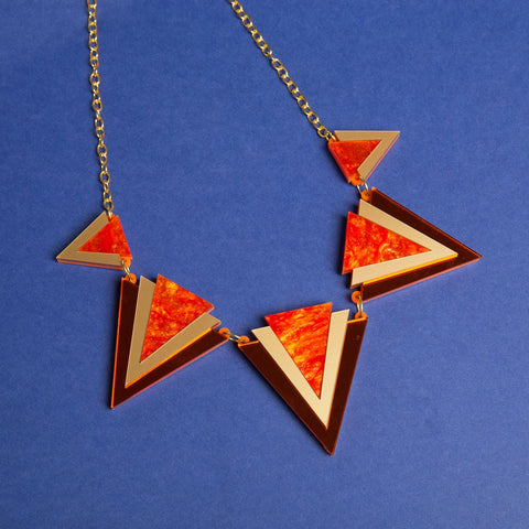 Orange Triangle Statement Necklace