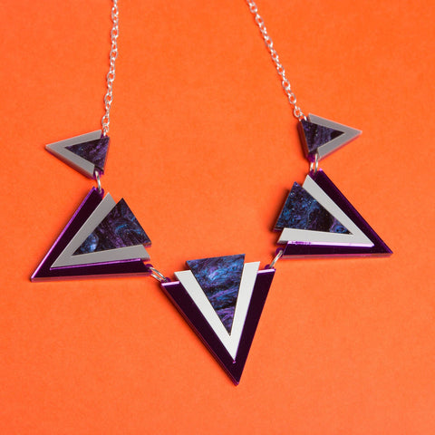 Purple Triangle Statement Necklace