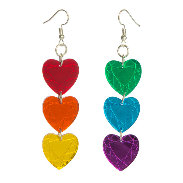 Rainbow Heart Gem Earrings Sugar Vice