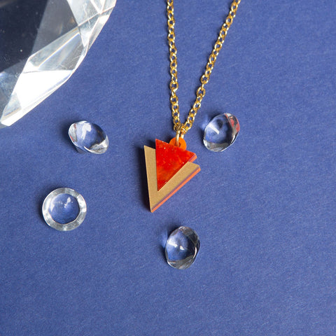 Mini Orange Triangle Necklace