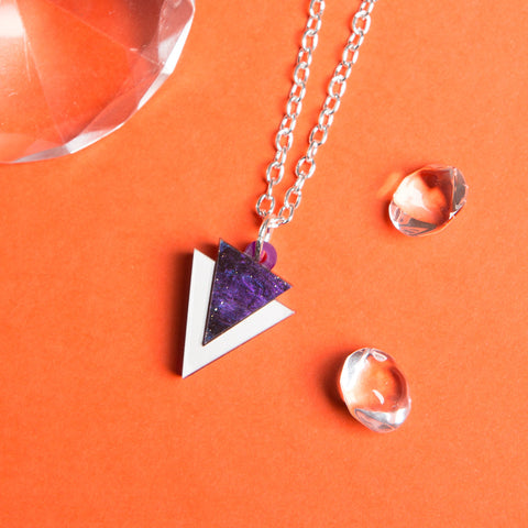Mini Purple Triangle Necklace