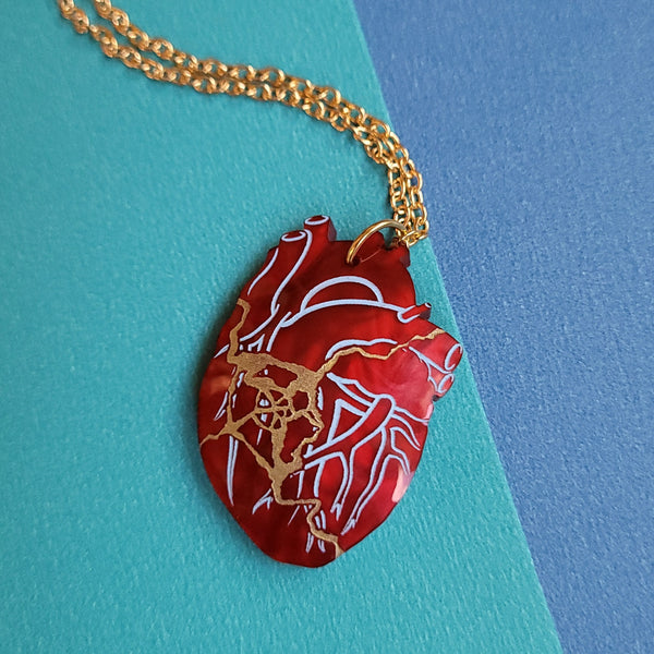 Red Kintsugi Heart Necklace – Sugar & Vice
