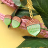 Green Acorn Necklace & Earrings