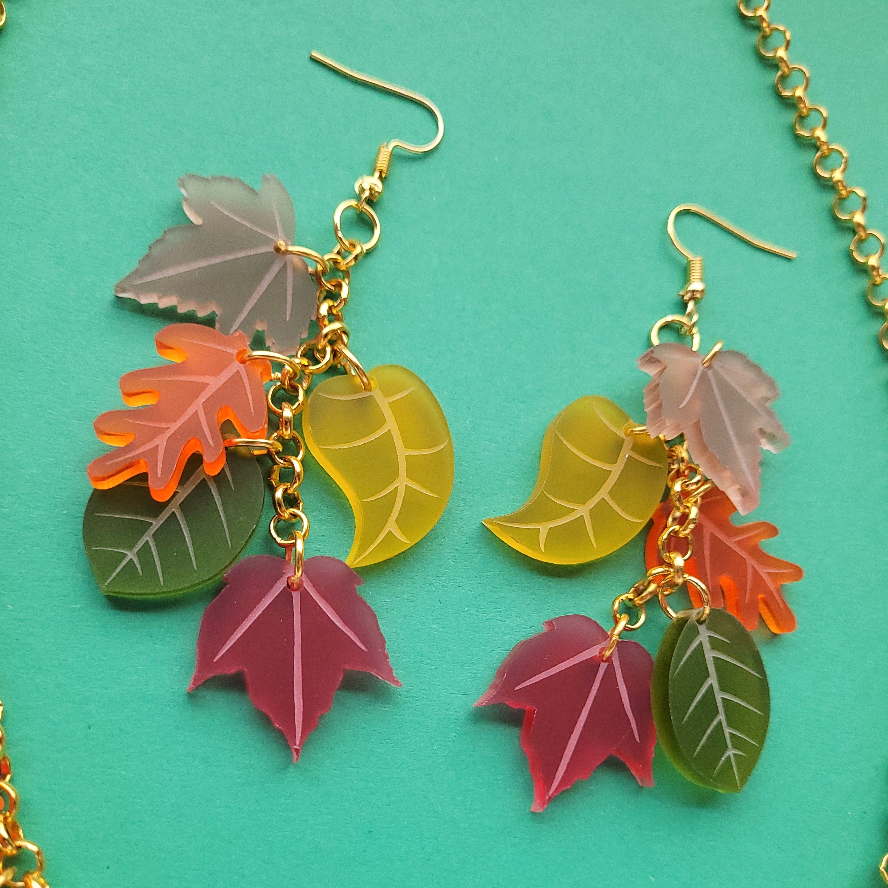 Bobauna Fall Maple Leaf Dangle Drop Earrings - Canadian Leaf Jewelry, Autumn Gift For Women