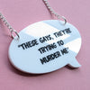 SECONDS - White Lotus Speech Bubble Necklace