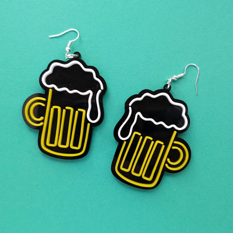 SECONDS - Neon Beer Earrings