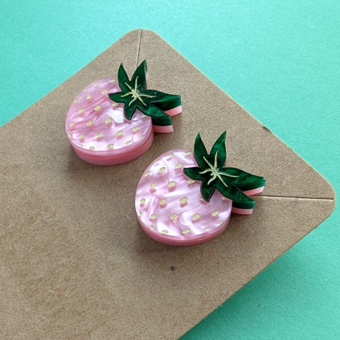 SECONDS - Pink Strawberry Earrings