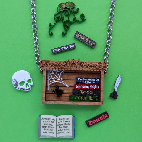 Individual Gothic Book Shelf Necklace