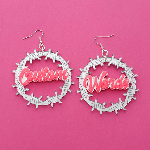 Barbed Wire Name Earrings
