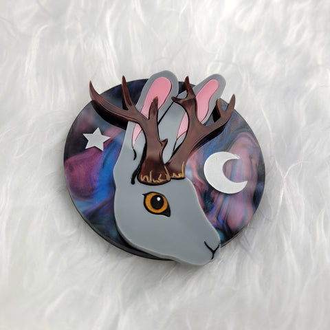 Jackalope Brooch