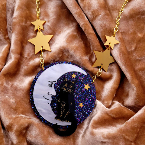 Cat & Moon Necklace