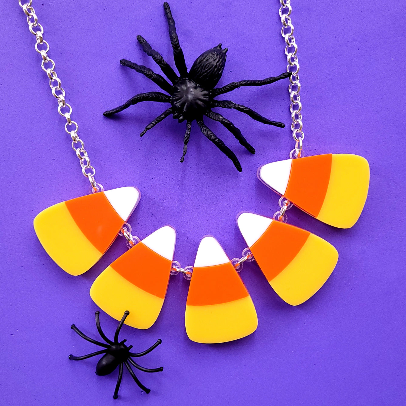 FAO Schwarz Kids' Enamel Candy Corn Halloween Necklace & Earring Set
