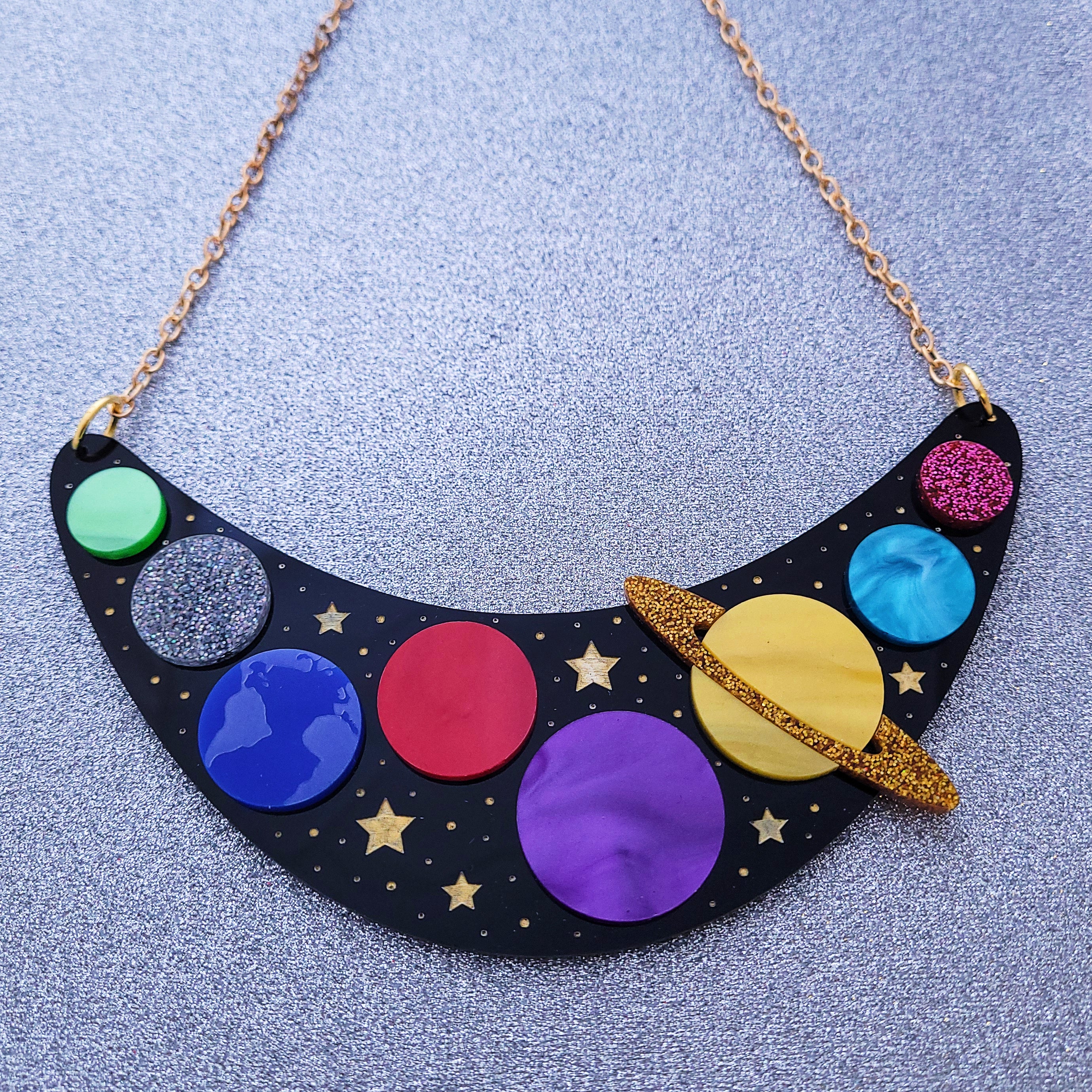 Solar System Necklace Pendant, Planet Necklace Double Sided Glass Dome |  eBay