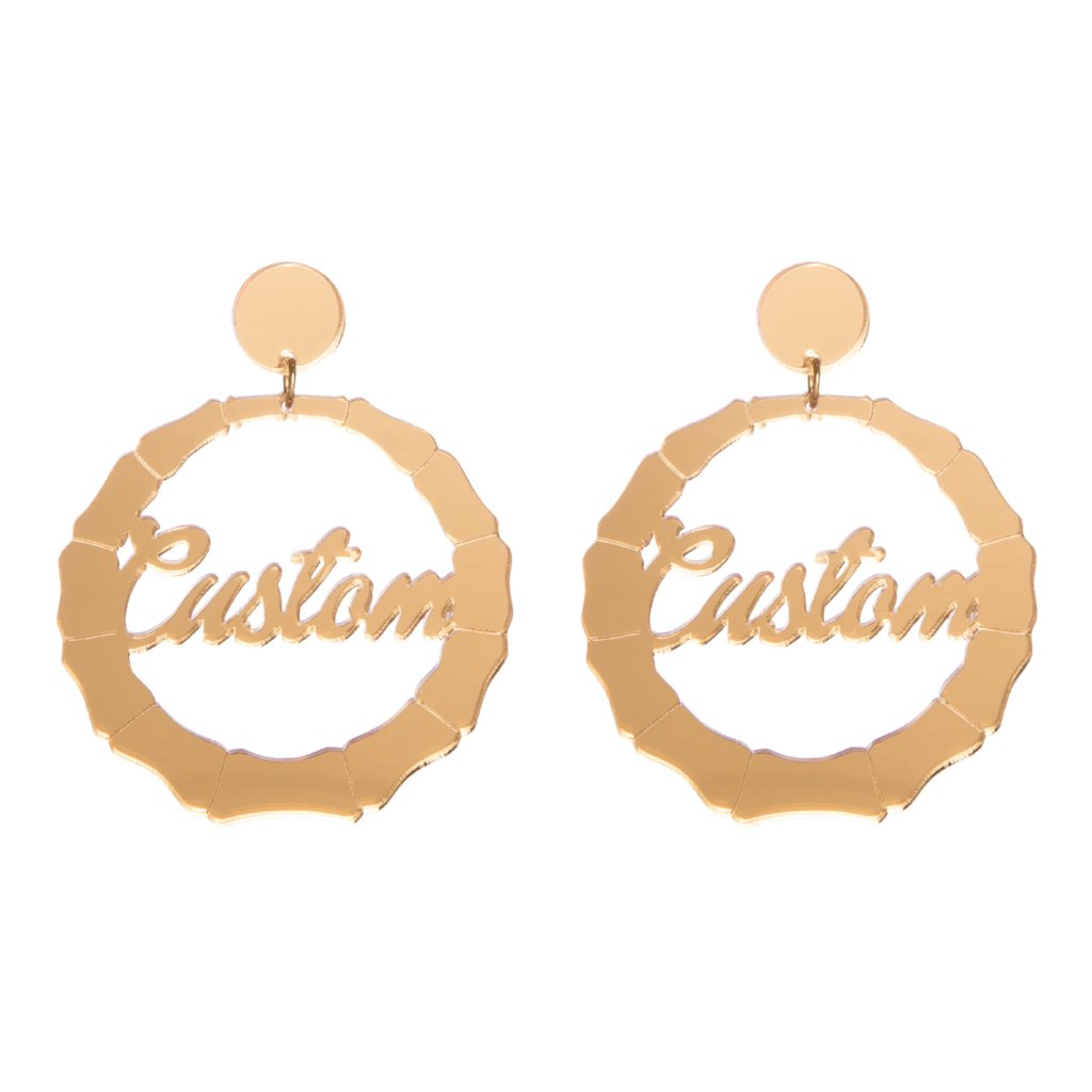 Bamboo name on sale hoop earrings