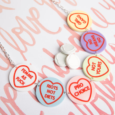 Feminist Love Hearts Necklace