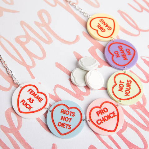 Feminist Love Hearts Necklace