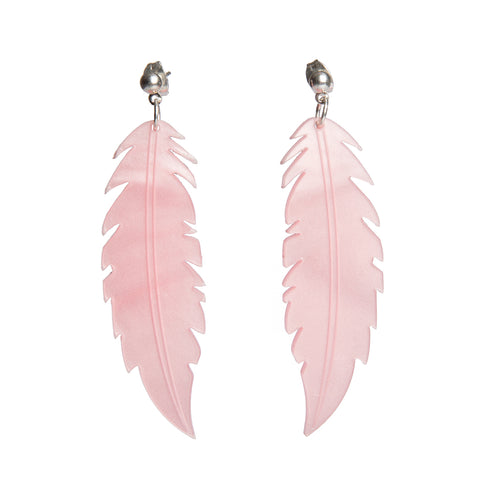 Flamingo Feather Earrings