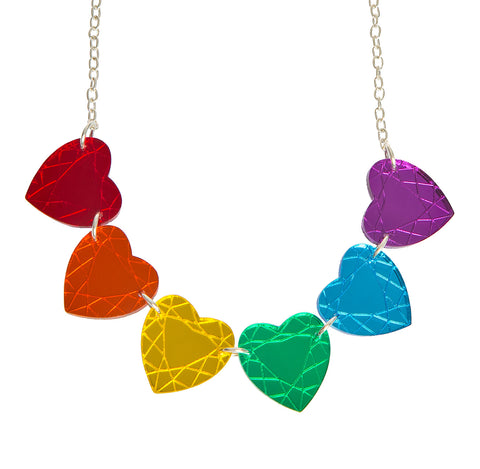 Rainbow Heart Gem Necklace