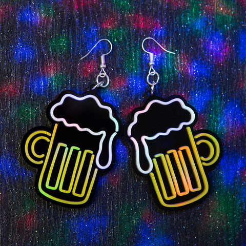 Neon Beer Earrings