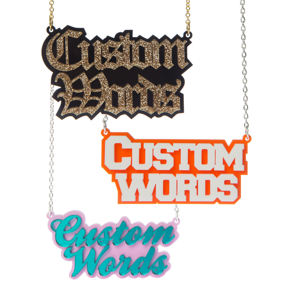 Sugar & Vice Two Word Stacked Name Necklace