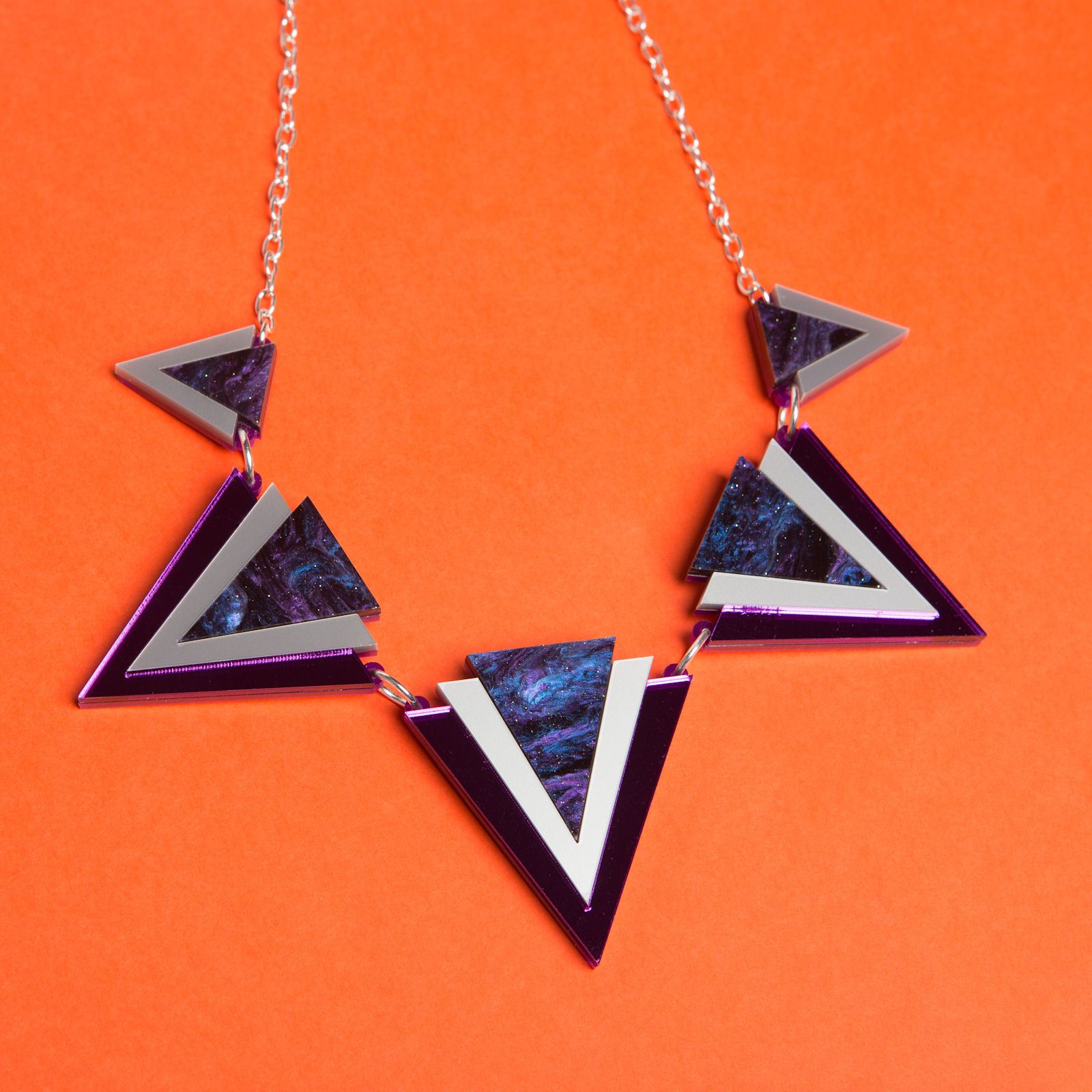 Sugar & Vice Purple Triangles Statement necklace