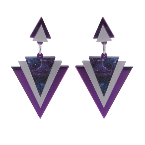 Purple Triangle Earrings