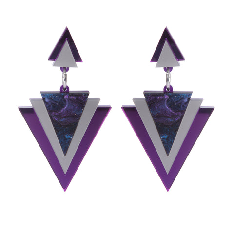 Purple Triangle Earrings