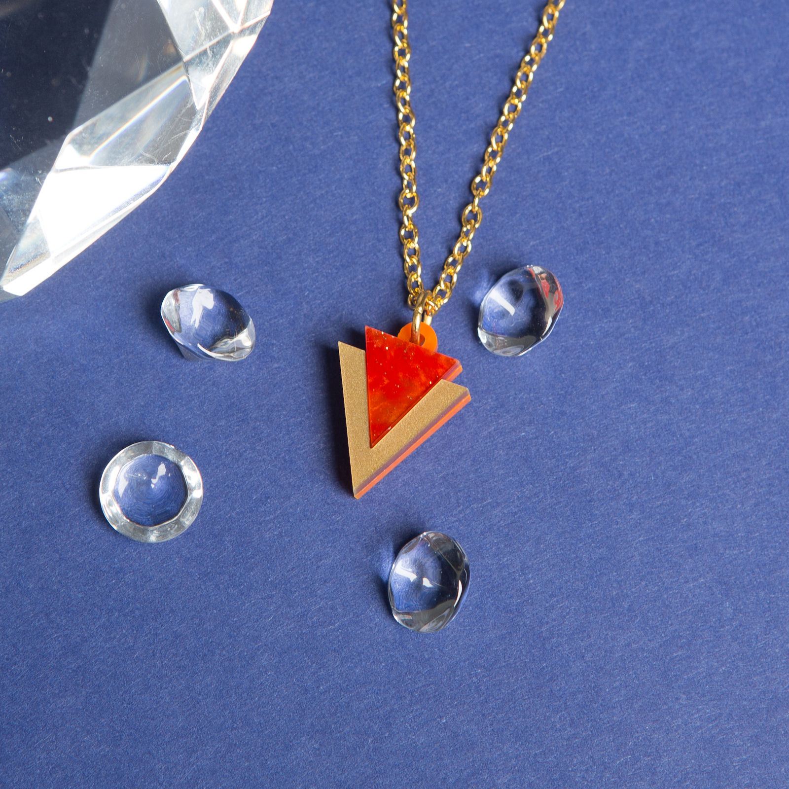 Sugar & Vice Mini Orange Triangle necklace